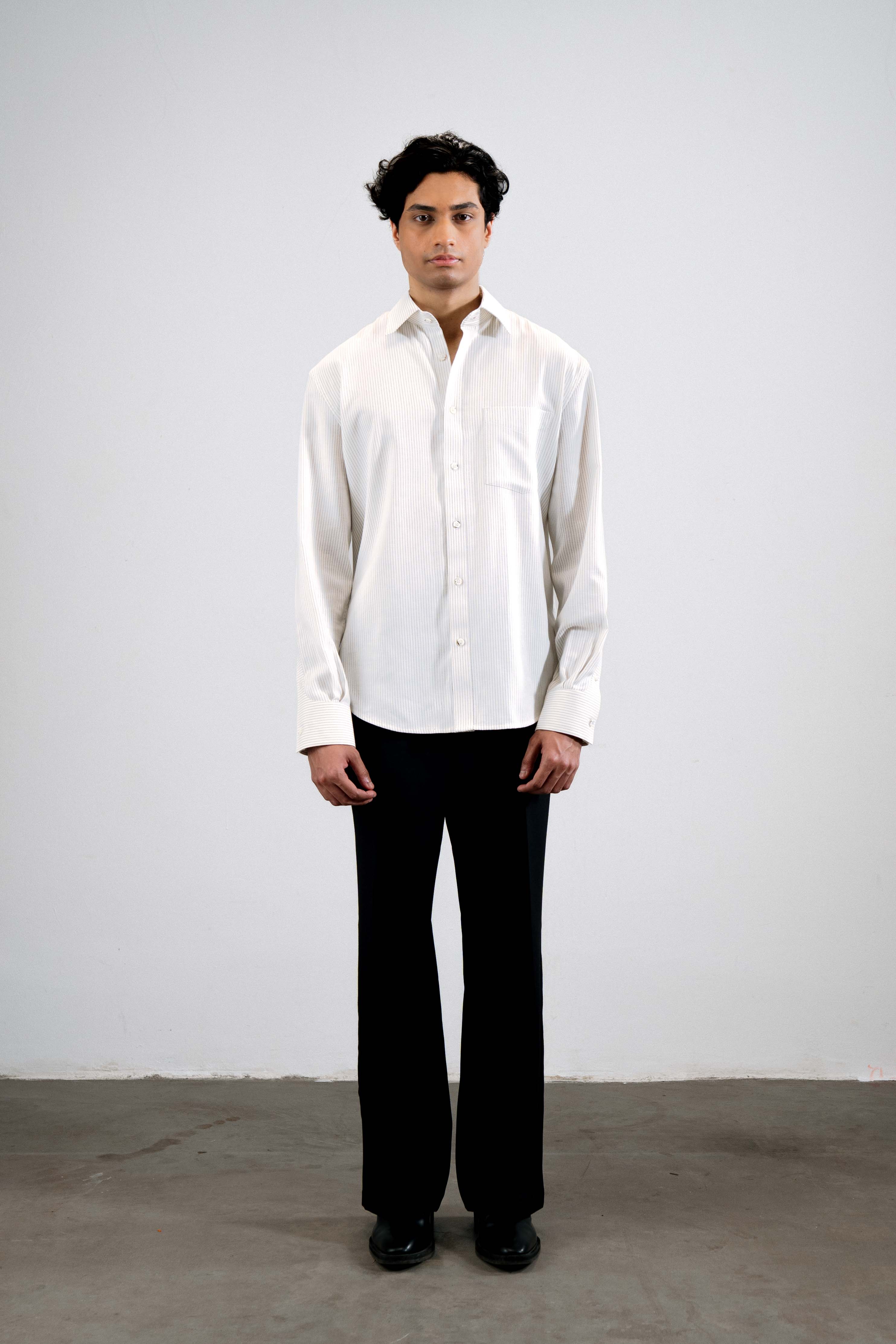 Pinstriped Cotton Shirt — White