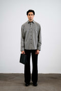 Panelled Gingham Shirt — Black & White