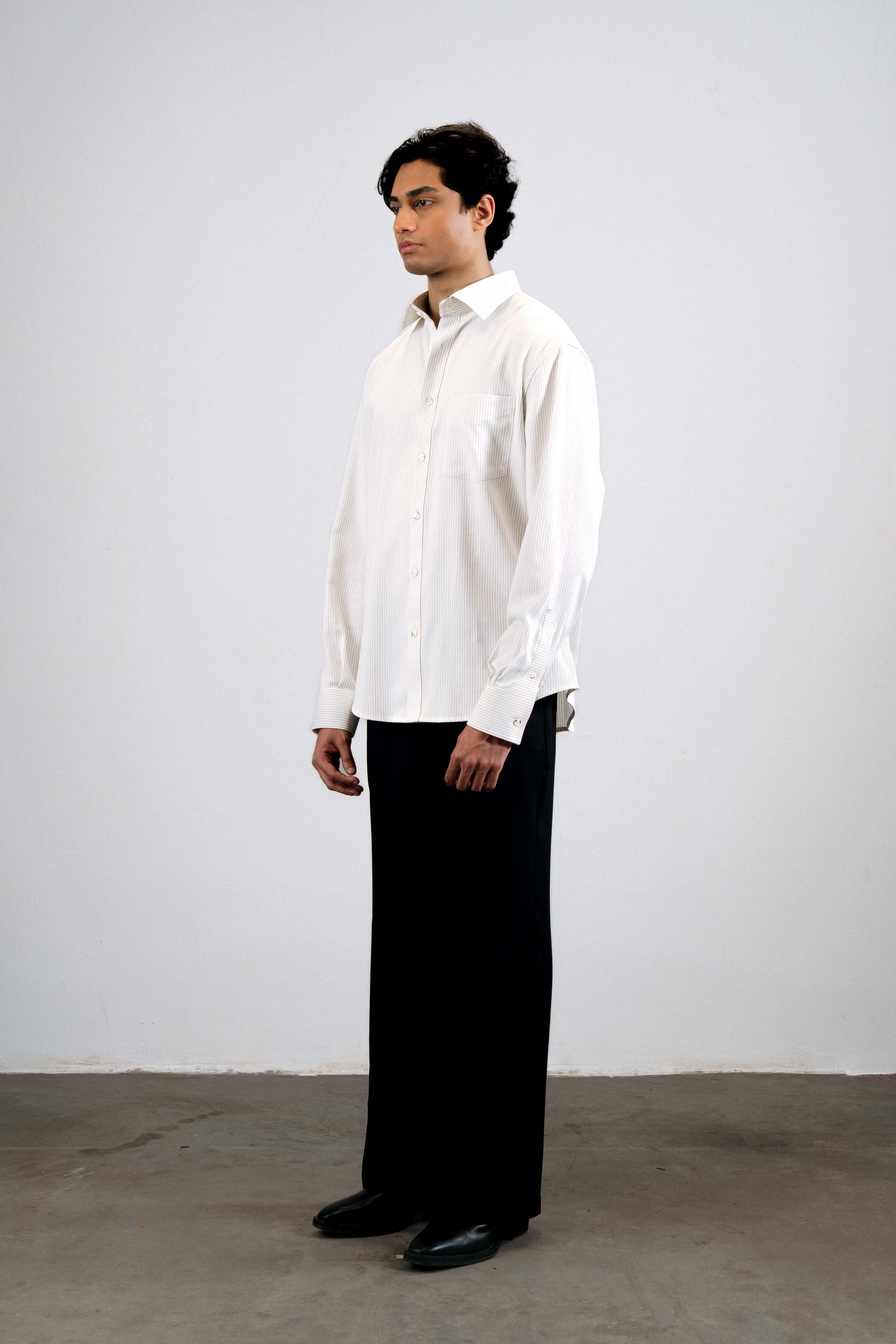 Pinstriped Cotton Shirt — White