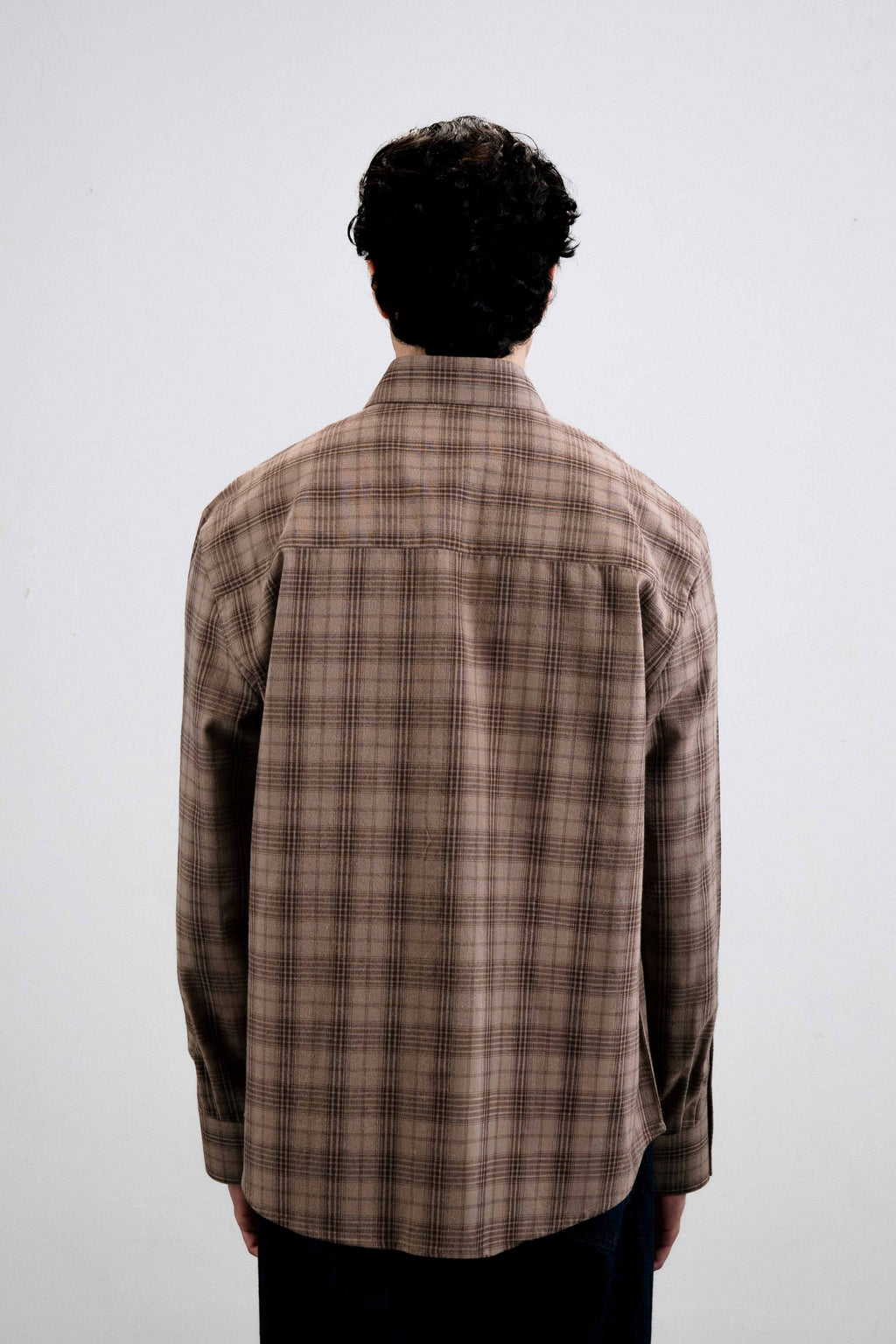 Brushed Cotton Plaid Shirt — Brown