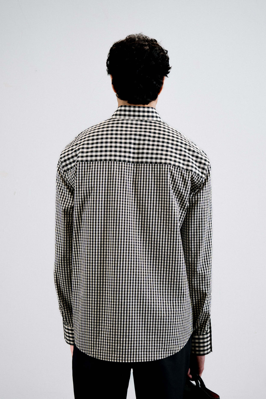 Panelled Gingham Shirt — Black & White