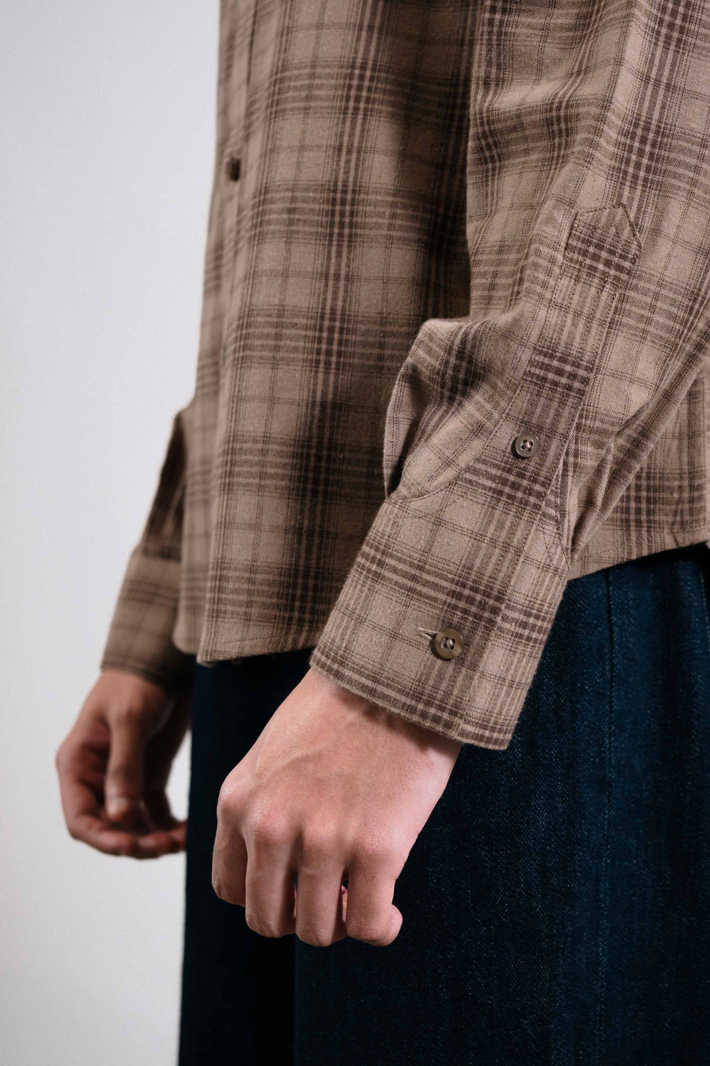 Brushed Cotton Plaid Shirt — Brown