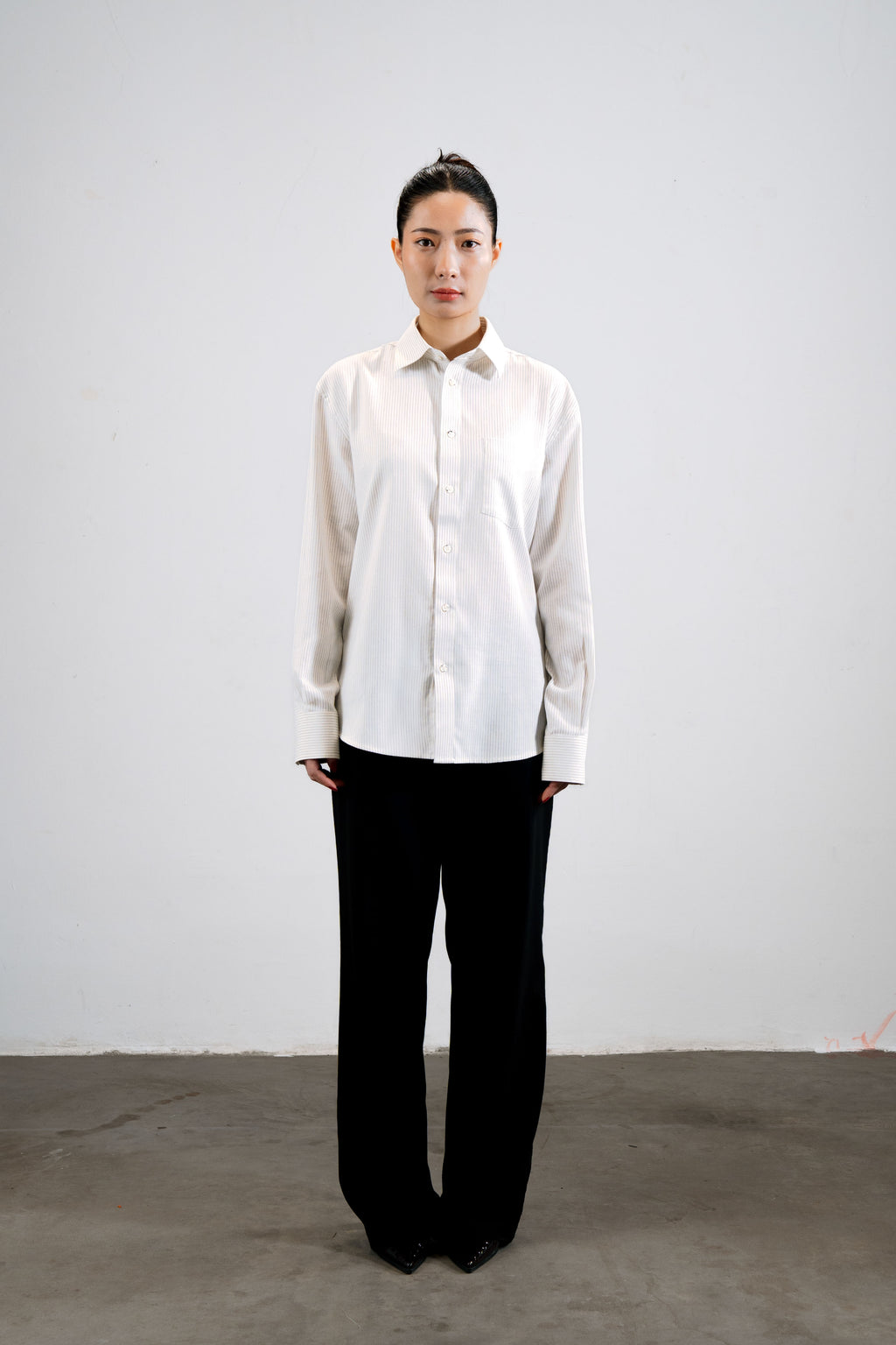 Pinstriped Cotton Shirt — White