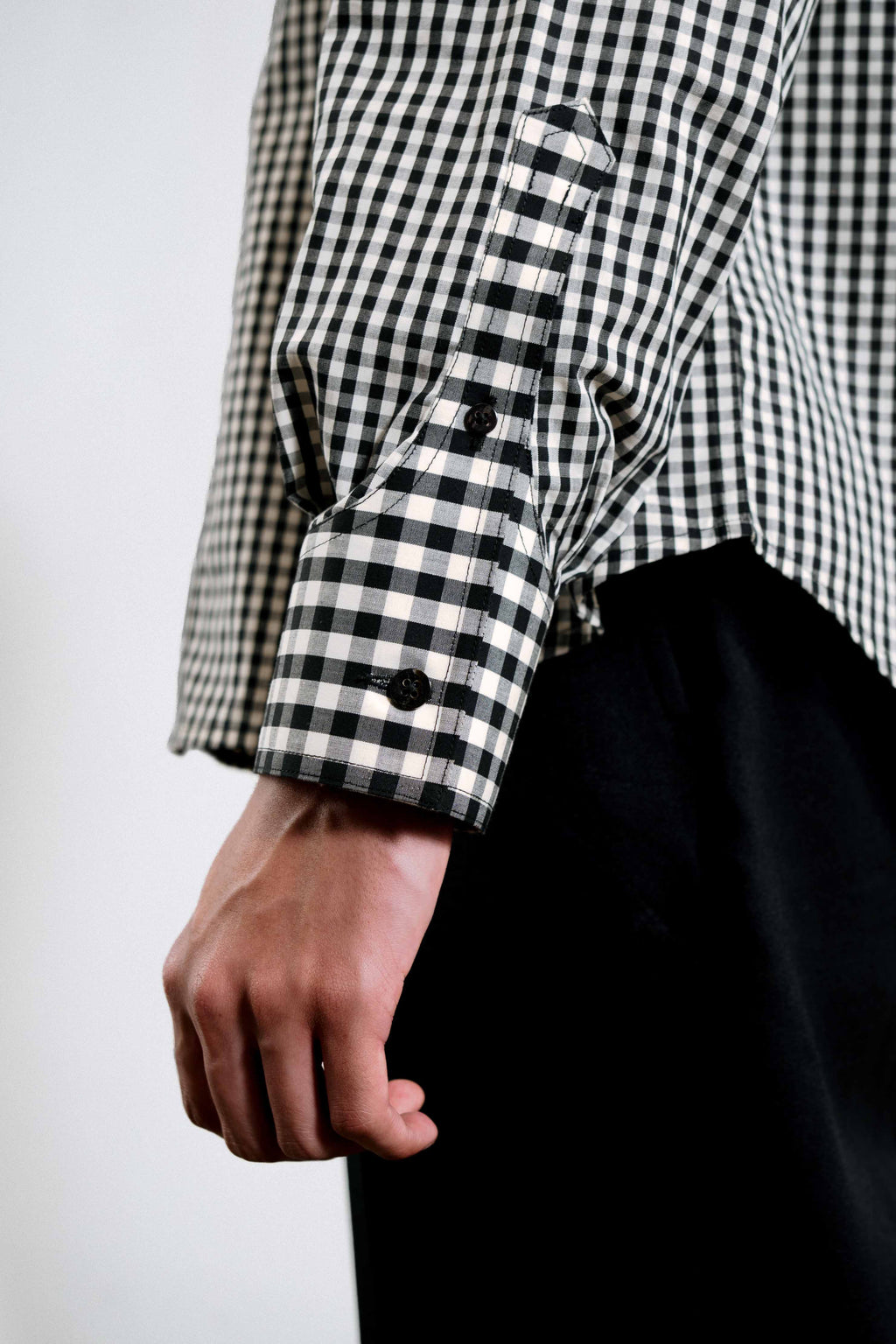 Panelled Gingham Shirt — Black & White